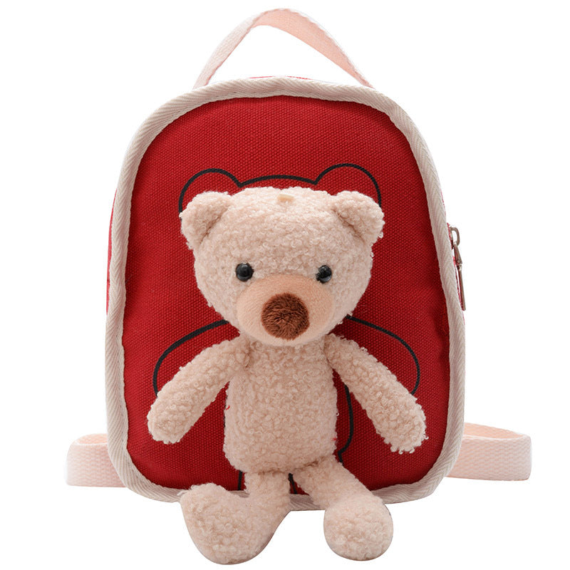 Cute Bear Doll Mini Canvas Kindergarten Backpack